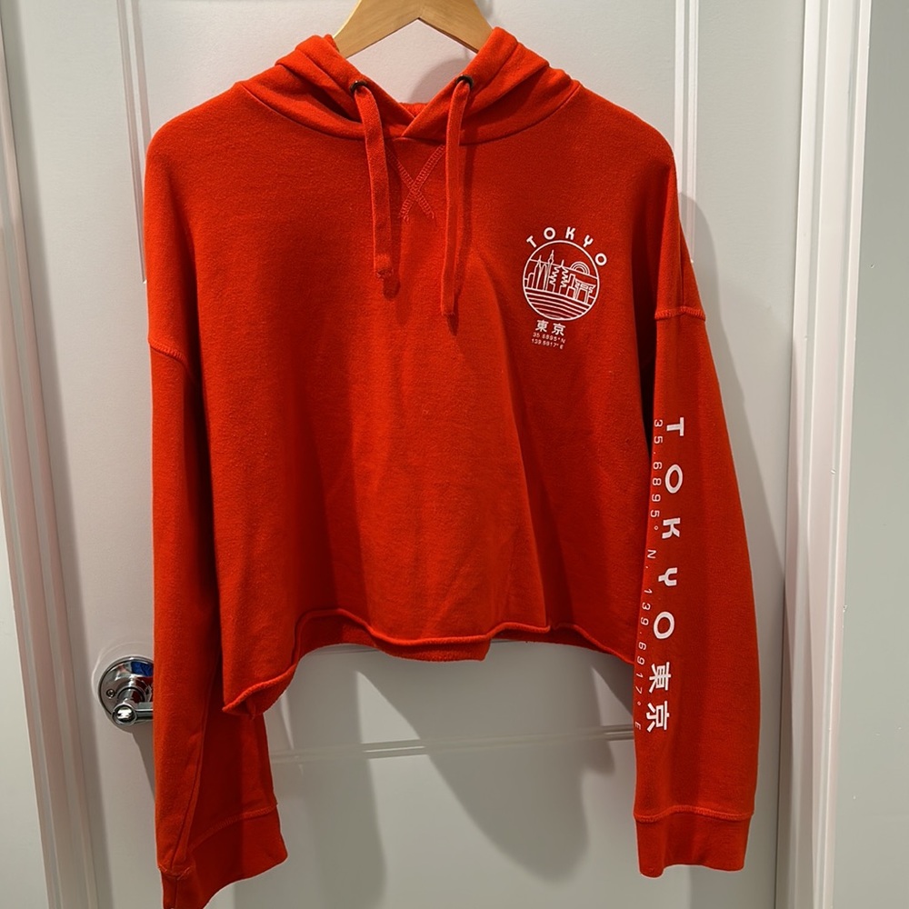 Forever 21 orange cropped Tokyo hoodie